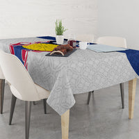 Personalized Japan Football Kitsune Mascot Tablecloth Samurai Blue Chrysanthemum Flame