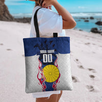 Personalized Japan Football Kitsune Mascot Tote Bag Samurai Blue Chrysanthemum Flame