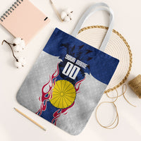 Personalized Japan Football Kitsune Mascot Tote Bag Samurai Blue Chrysanthemum Flame