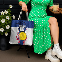 Personalized Japan Football Kitsune Mascot Tote Bag Samurai Blue Chrysanthemum Flame