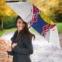 Personalized Japan Football Kitsune Mascot Umbrella Samurai Blue Chrysanthemum Flame