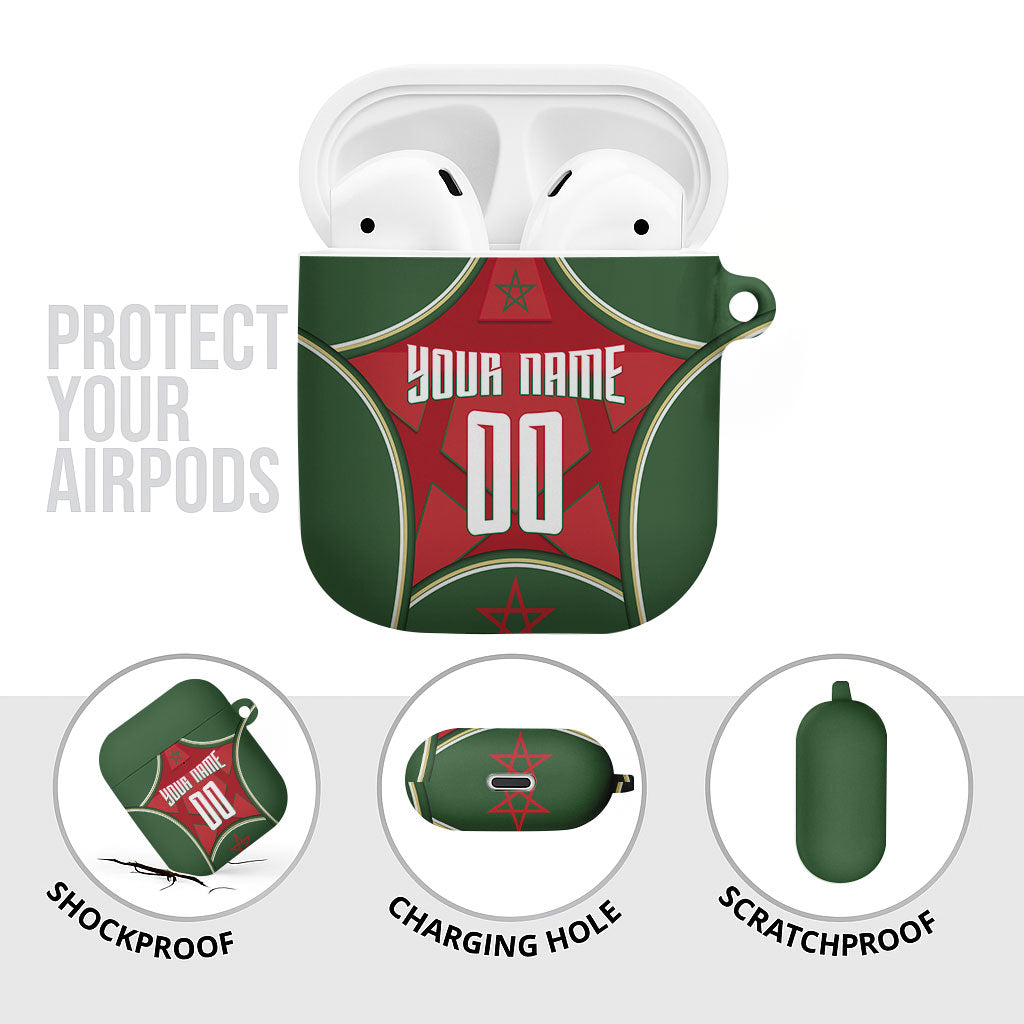 Personalized Morocco Football Atlas Lion AirPods Case Moroccan Star National Flag
