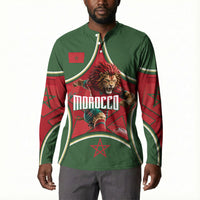 Personalized Morocco Football Atlas Lion Button Sweatshirt Moroccan Star National Flag