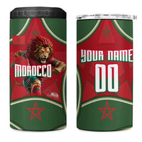 Personalized Morocco Football Atlas Lion 4 in 1 Can Cooler Tumbler Moroccan Star National Flag