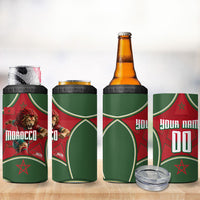 Personalized Morocco Football Atlas Lion 4 in 1 Can Cooler Tumbler Moroccan Star National Flag