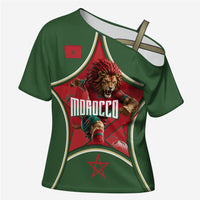 Personalized Morocco Football Atlas Lion Cross Shoulder Shirt Moroccan Star National Flag