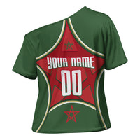 Personalized Morocco Football Atlas Lion Cross Shoulder Shirt Moroccan Star National Flag