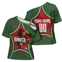 Personalized Morocco Football Atlas Lion Cross Shoulder Shirt Moroccan Star National Flag