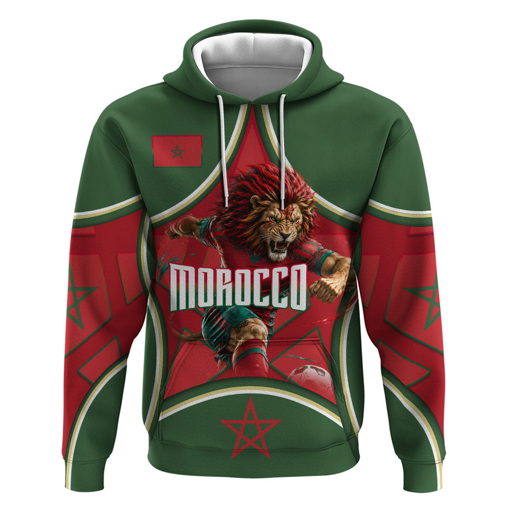Personalized Morocco Football Atlas Lion Hoodie Moroccan Star National Flag