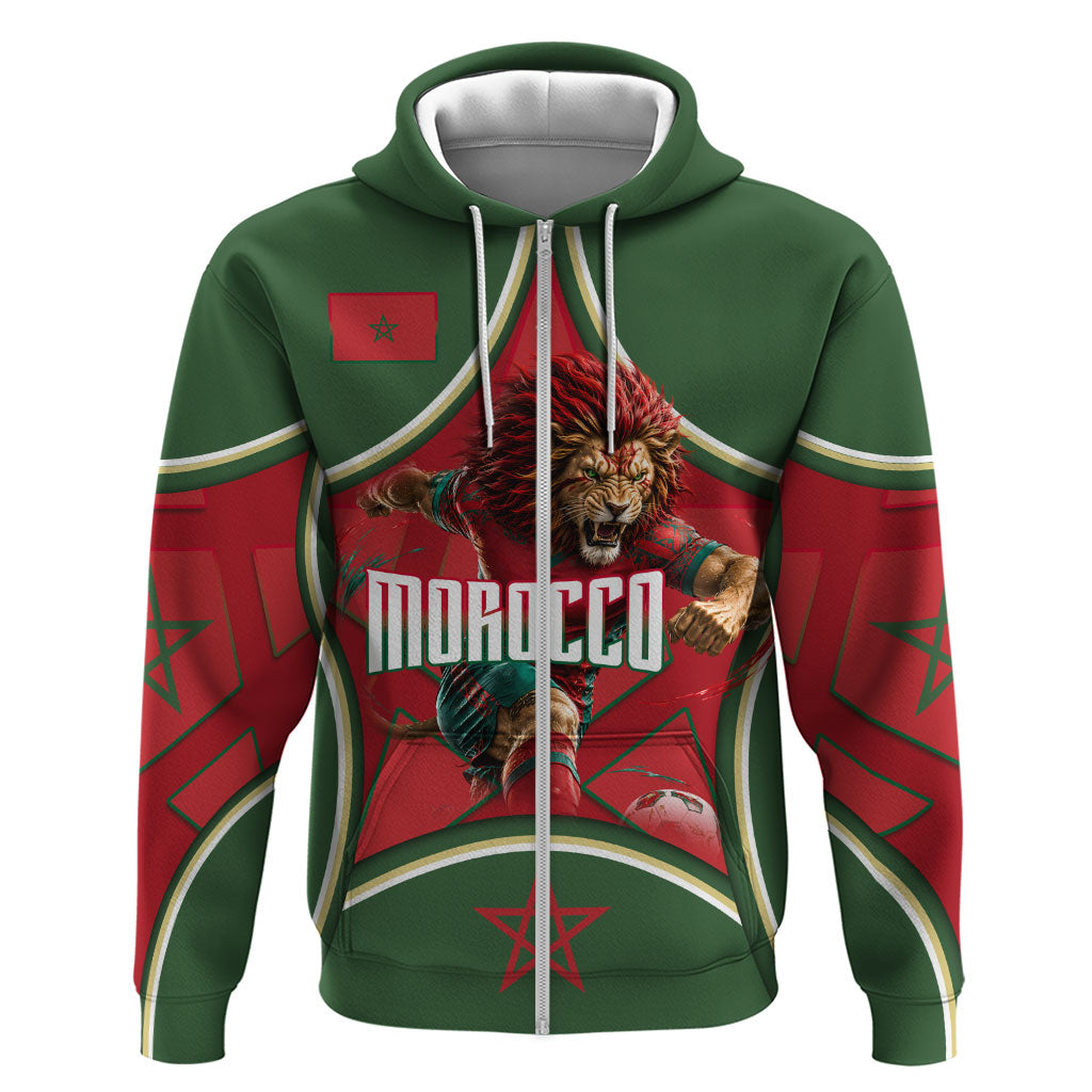 Personalized Morocco Football Atlas Lion Hoodie Moroccan Star National Flag