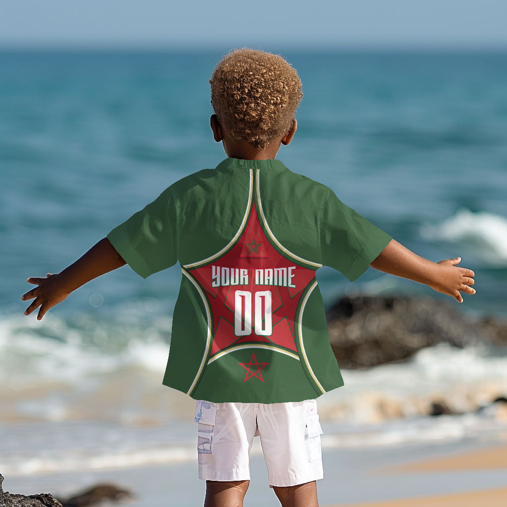 Personalized Morocco Football Atlas Lion Kid Hawaiian Shirt Moroccan Star National Flag