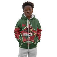 Personalized Morocco Football Atlas Lion Kid Hoodie Moroccan Star National Flag