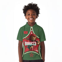 Personalized Morocco Football Atlas Lion Kid Polo Shirt Moroccan Star National Flag