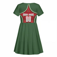 Personalized Morocco Football Atlas Lion Kid Short Sleeve Dress Moroccan Star National Flag