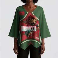 Personalized Morocco Football Atlas Lion Kimono Sleeve Blouse Moroccan Star National Flag
