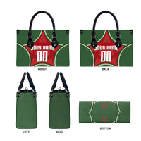 Personalized Morocco Football Atlas Lion Leather Bag Moroccan Star National Flag