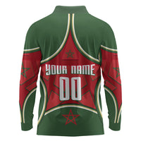 Personalized Morocco Football Atlas Lion Long Sleeve Polo Shirt Moroccan Star National Flag