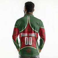 Personalized Morocco Football Atlas Lion Long Sleeve Polo Shirt Moroccan Star National Flag