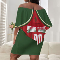 Personalized Morocco Football Atlas Lion Off Shoulder Short Dress Moroccan Star National Flag