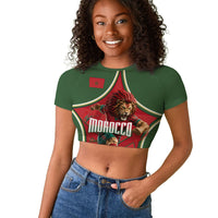 Personalized Morocco Football Atlas Lion Raglan Cropped T shirt Moroccan Star National Flag