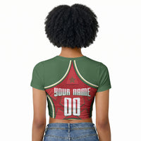 Personalized Morocco Football Atlas Lion Raglan Cropped T shirt Moroccan Star National Flag