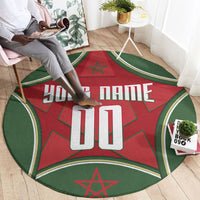 Personalized Morocco Football Atlas Lion Round Carpet Moroccan Star National Flag