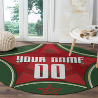 Personalized Morocco Football Atlas Lion Round Carpet Moroccan Star National Flag
