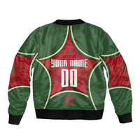 Personalized Morocco Football Atlas Lion Sleeve Zip Bomber Jacket Moroccan Star National Flag