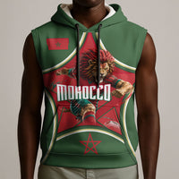 Personalized Morocco Football Atlas Lion Sleeveless Hoodie Moroccan Star National Flag