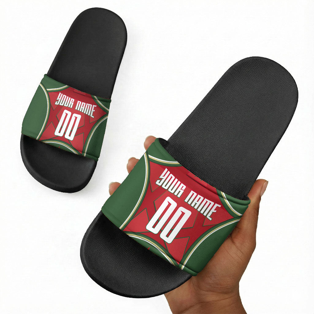 Personalized Morocco Football Atlas Lion Slide Sandals Moroccan Star National Flag