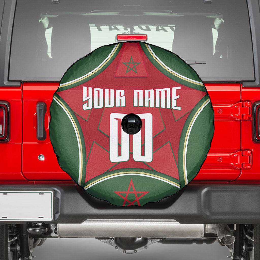 Personalized Morocco Football Atlas Lion Spare Tire Cover Moroccan Star National Flag