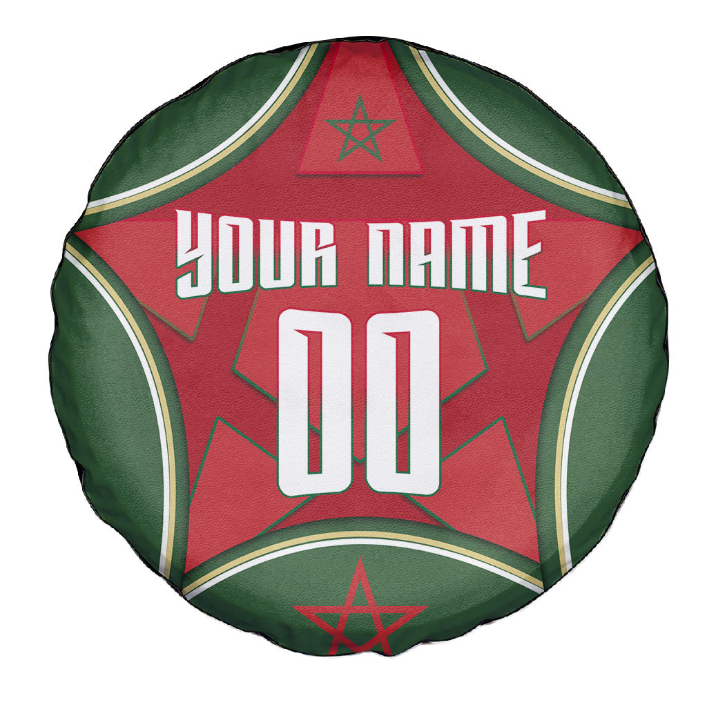 Personalized Morocco Football Atlas Lion Spare Tire Cover Moroccan Star National Flag