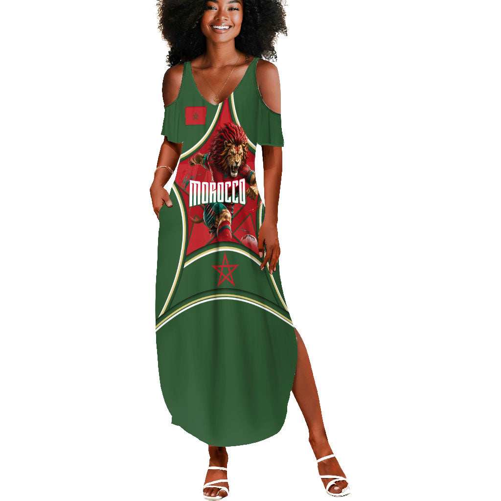 Personalized Morocco Football Atlas Lion Summer Maxi Dress Moroccan Star National Flag