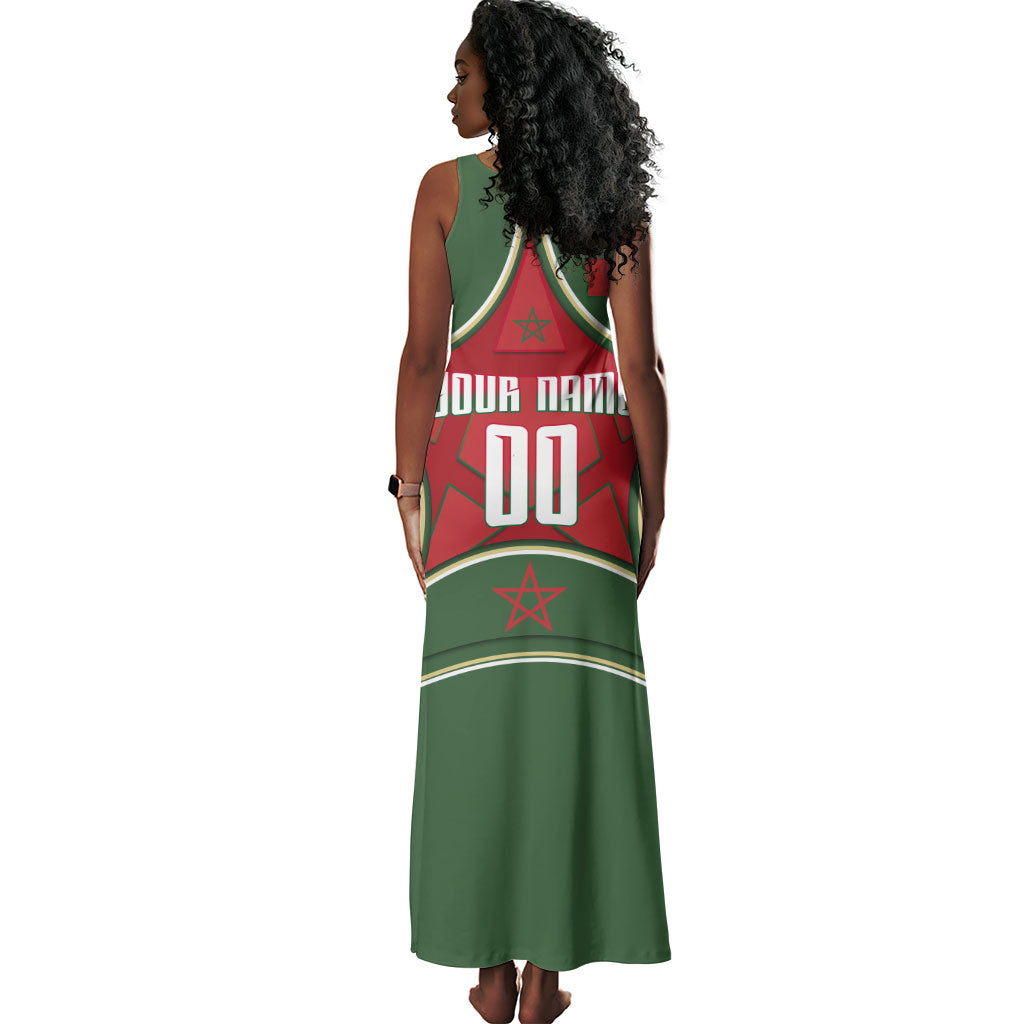 Personalized Morocco Football Atlas Lion Tank Maxi Dress Moroccan Star National Flag
