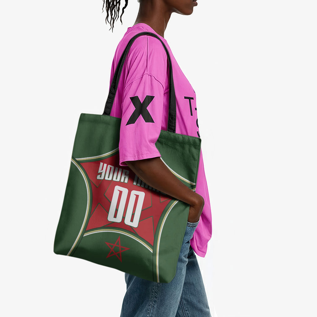 Personalized Morocco Football Atlas Lion Tote Bag Moroccan Star National Flag
