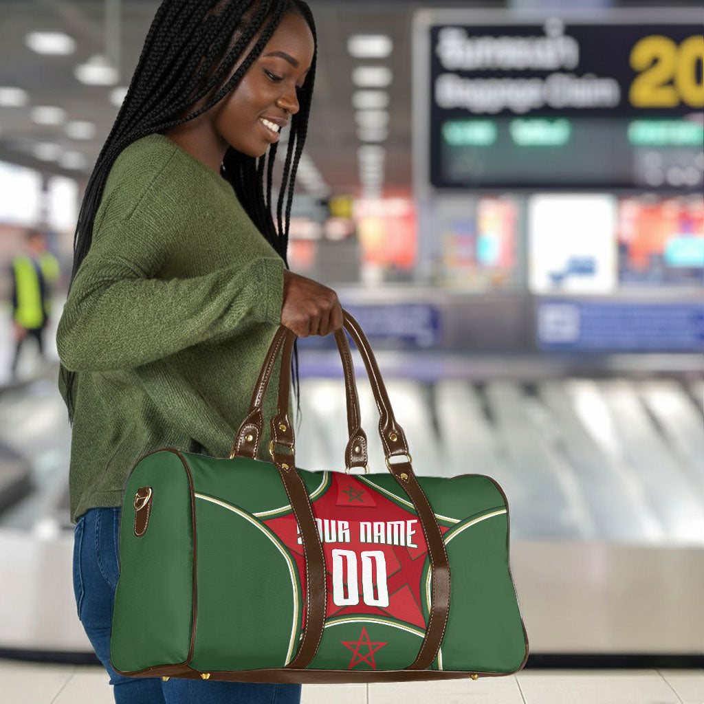 Personalized Morocco Football Atlas Lion Travel Bag Moroccan Star National Flag