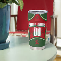 Personalized Morocco Football Atlas Lion Tumbler Cup Moroccan Star National Flag