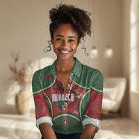 Personalized Morocco Football Atlas Lion Women Casual Shirt Moroccan Star National Flag