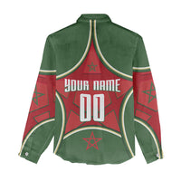 Personalized Morocco Football Atlas Lion Women Casual Shirt Moroccan Star National Flag