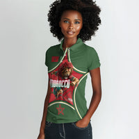 Personalized Morocco Football Atlas Lion Women Polo Shirt Moroccan Star National Flag