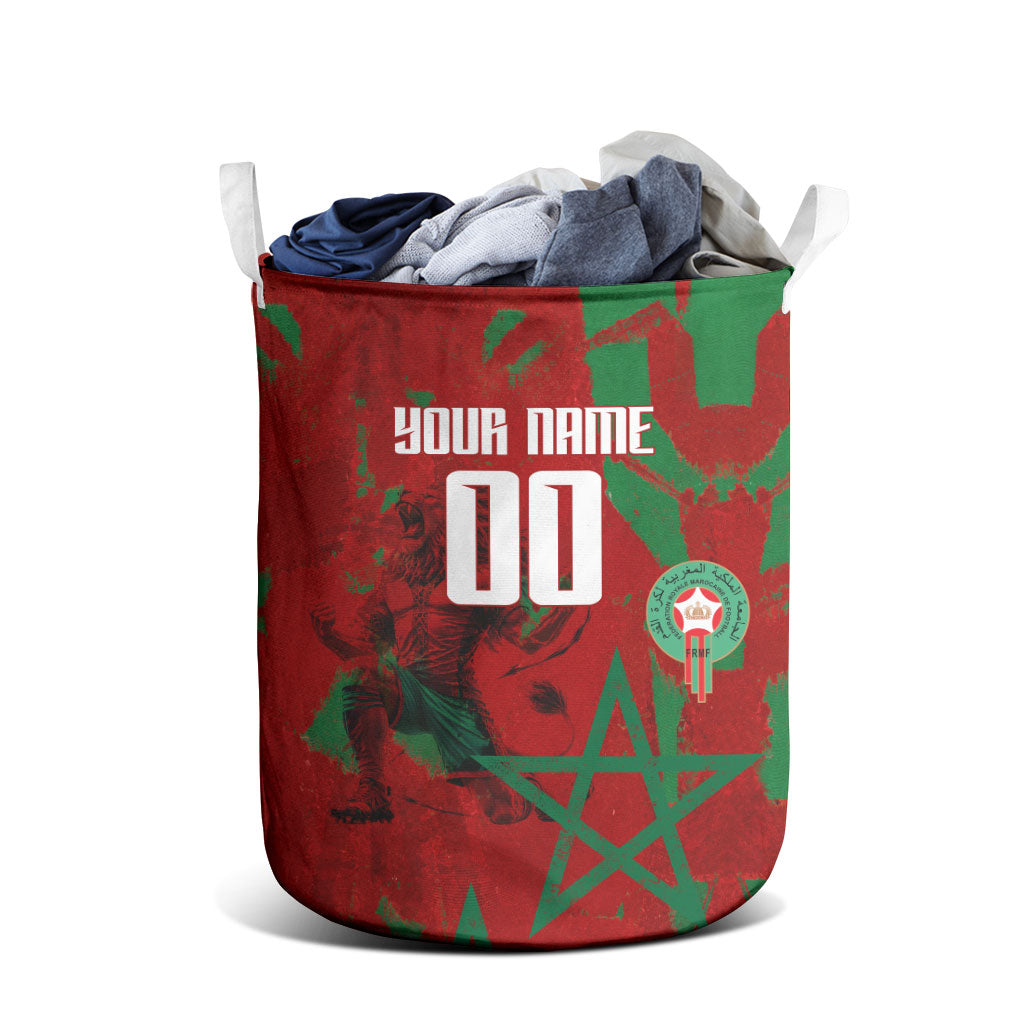 Personalized Morocco Football Laundry Basket Atlas Lion Grunge Star Mascot