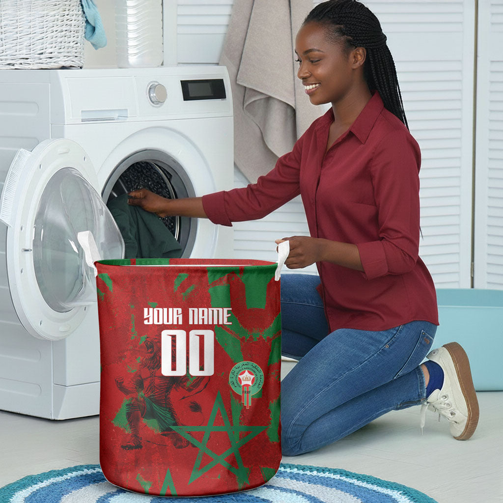 Personalized Morocco Football Laundry Basket Atlas Lion Grunge Star Mascot