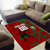 Personalized Morocco Football Area Rug Atlas Lion Grunge Star Mascot