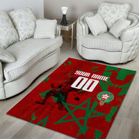Personalized Morocco Football Area Rug Atlas Lion Grunge Star Mascot