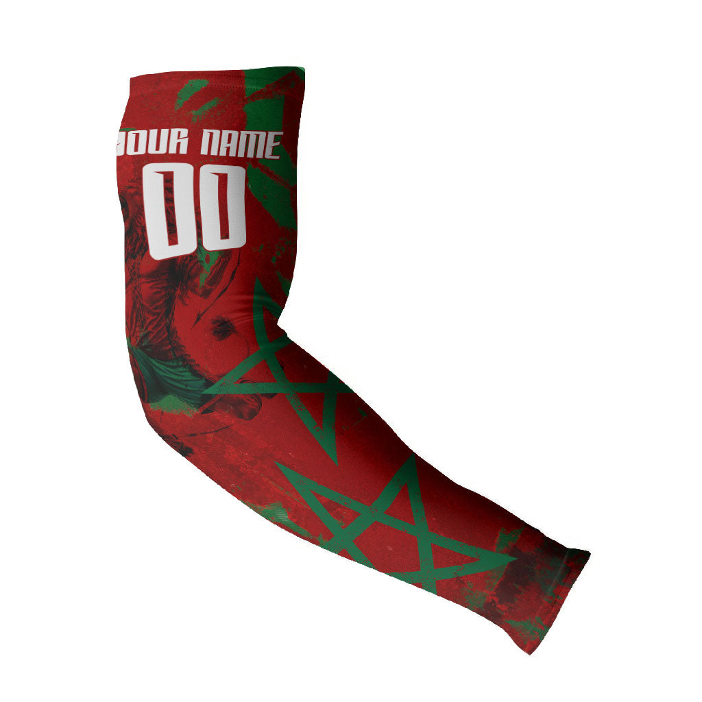 Personalized Morocco Football Arm Sleeves Atlas Lion Grunge Star Mascot