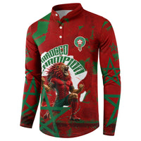Personalized Morocco Football Button Sweatshirt Atlas Lion Grunge Star Mascot