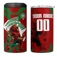 Personalized Morocco Football 4 in 1 Can Cooler Tumbler Atlas Lion Grunge Star Mascot