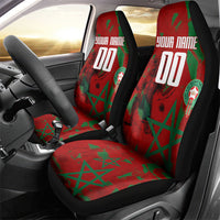 Personalized Morocco Football Car Seat Cover Atlas Lion Grunge Star Mascot
