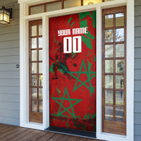 Personalized Morocco Football Door Cover Atlas Lion Grunge Star Mascot