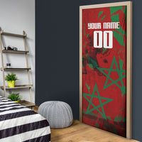 Personalized Morocco Football Door Cover Atlas Lion Grunge Star Mascot